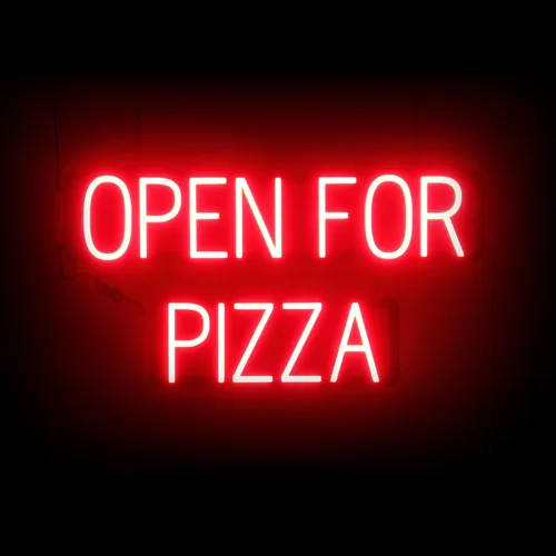 Miniatura 26 de SpellBrite Cartel PIZZA Letrero relacionado con pizza con aspecto de neón, fuente de luz LED azul 17.6 x 6.3 pulgadas
