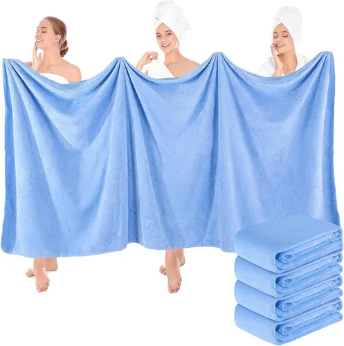 Miniatura 10 de Preboun 2 toallas de baño de vellón de gran tamaño, 40 x 80 pulgadas, toallas de baño extra grandes de microfibra coral terciopelo coral altamente