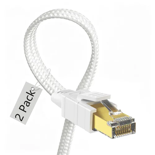 Miniatura 13 de Cable Ethernet Cat 8 de 10 pies, Cable de Red LAN Cat8 de Alta Velocidad Trenzado de Nylon para Trabajo Pesado, 40Gbps 2000Mhz SFTP RJ45 Cable