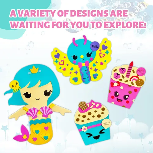 Miniatura 6 de VKPI Kit de regalo de 4 piezas de espuma EVA, creativo para hacer tus propios cupcakes, proyectos de manualidades de papel de espuma de dibujos