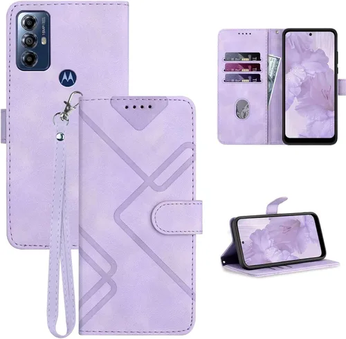 Funda tipo cartera para Moto G Play 2023, funda protectora a prueba de golpes con patrón protector a prueba de golpes (morado)