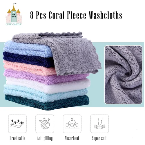 Miniatura 2 de Cute Castle Paquete de 2 toallas de bebé con capucha de rayón hechas de bambú con 8 paños - Toalla de baño suave para la bañera para bebé, recién