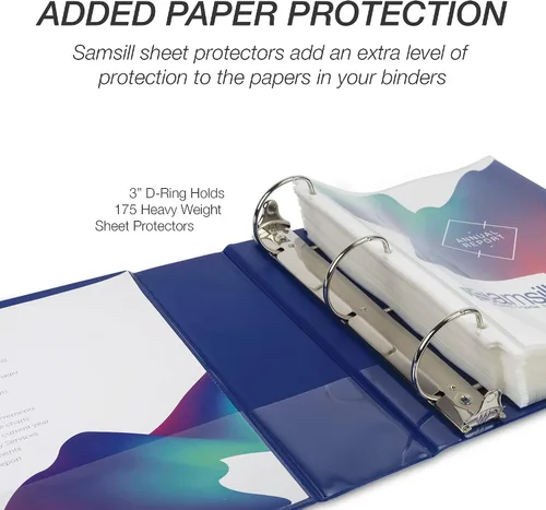 Miniatura 163 de Samsill - Carpeta duradera de 5 pulgadas, fabricada en los Estados Unidos, con anillos en D, transparente y personalizable, color blanco