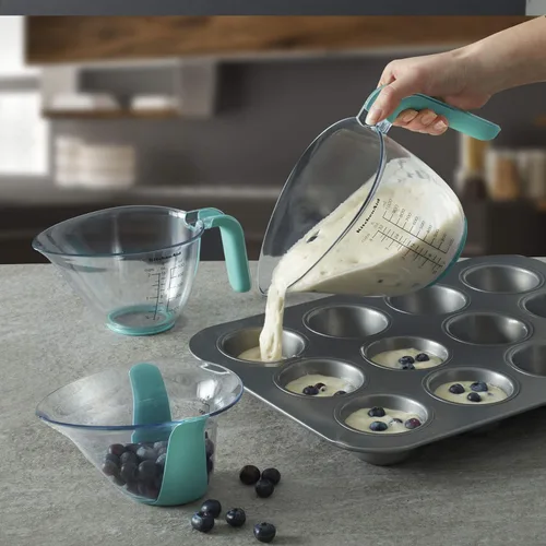 Miniatura 3 de KitchenAid KO298OSAQA - Jarras medidoras gourmet, juego de 3, azul turquesa aguamarina (Aqua Sky)
