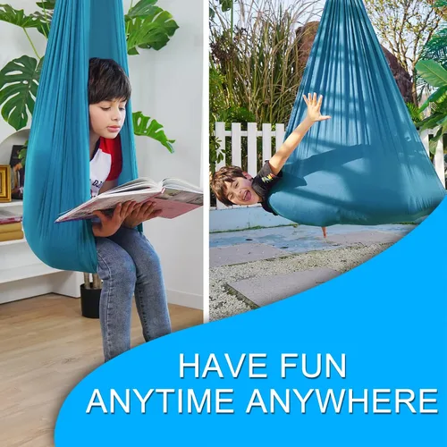 Miniatura 7 de Columpio sensorial de terapia interior para niños, necesidades especiales, columpios de techo para acurrucarse, hamaca de tela ajustable