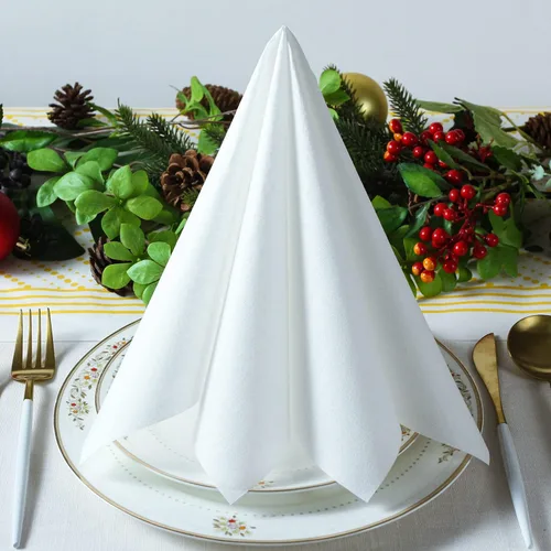 Miniatura 4 de MORGIANA 50 servilletas desechables, servilletas desechables de tacto de lino, servilletas blancas, servilletas de papel Airlaid, toallas