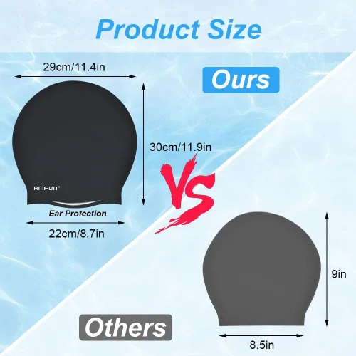 Miniatura 2 de 2 PCS Swimming Cap for Long Hair, Extra Large Swimming Caps for Women & Men, Silicone Adult Swim Cap, Waterproof Swimming Hat for Dreadlocks