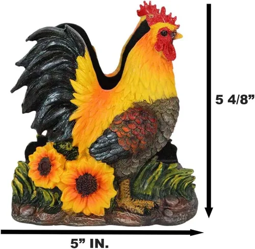 Miniatura 2 de Ebros Gift Farm Morning Crow Rooster - Servilletero para cena, 6 pulgadas de alto, mesa occidental rústica, centro de mesa decorativa de pollos
