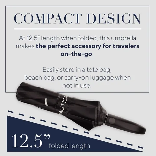 Miniatura 4 de Nautica Umbrella for Travel - Auto Open Compact Lightweight Folding - Best Windproof Umbrellas for Rain Sun Wind Protection Small Automatic