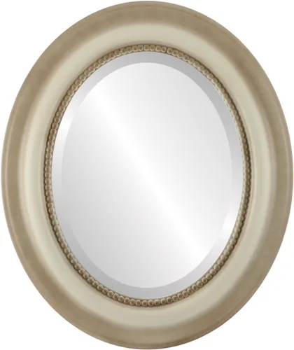 Miniatura 30 de OVALCREST Espejo de pared ovalado biselado para decoración del hogar, estilo patrimonial, espray plateado, dimensiones exteriores de 25 x 29 pulgadas