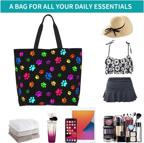 Miniatura 6 de Bolsa de mano para mujer, bolsa de playa grande, reutilizable, bolsa de comestibles, bolsa de hombro casual, bolsa de mano para compras, viajes