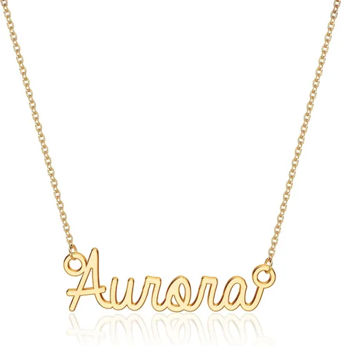 Turandoss - Collar personalizado con nombre, chapado en oro de 14 quilates, collar con dije de nombre delicado, joyería personalizada, regalo para