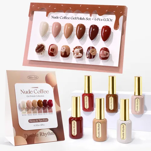Miniatura 12 de Double Rhythm Juego de 6 esmaltes de gel sin hema, de 0.50 onzas, del mismo color, del mismo color, con el mismo color que se remoja, kit de esmalte