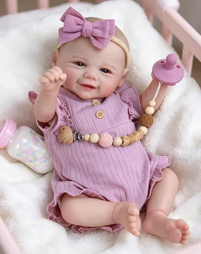 Miniatura 9 de Aori Muñecas de bebé recién nacidas realistas - Muñeca de bebé recién nacida sonriente de 20 pulgadas con cuerpo con peso para abrazar, extremidades