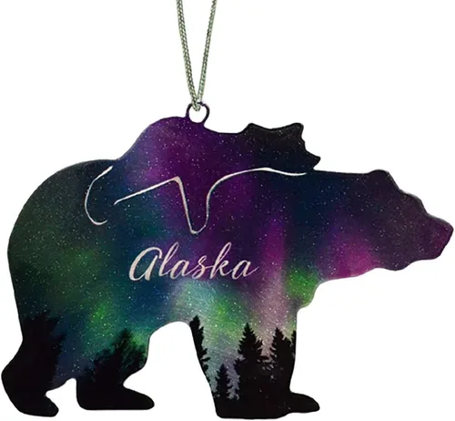 d'ears Adorno de oso y cachorro de fuego y hielo de Alaska, 4 pulgadas, fabricado en los Estados Unidos