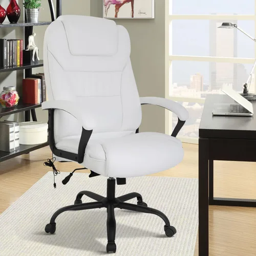 Miniatura 2 de Silla de oficina grande y alta, silla de escritorio de 500 libras, asiento ancho, giratorio negro, silla de computadora de piel sintética, silla