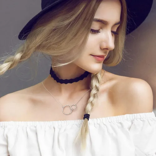 Miniatura 2 de AM ANNIS MUNN Collar para madre e hija, regalo de suegra de plata de ley 925 para mujer, collar de círculo infinito para mujer, collares para mujer