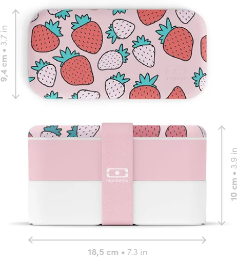 Miniatura 2 de Monbento - Caja Bento Adulto MB Original con diseño de fresa - 2 Compartimentos a Prueba de Fugas - Lonchera Apilable Ideal para Rosa