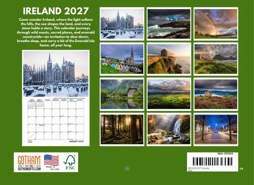 Miniatura 2 de Calendario de Irlanda 2025 Regalos irlandeses Calendario mensual de pared de 12 meses Fabricado en Estados Unidos