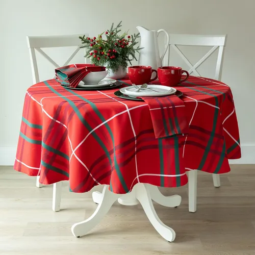 Miniatura 11 de Benson Mills Mantel de tela tejida teñida con hilo pesado, para entretenimiento navideño, invierno y Navidad