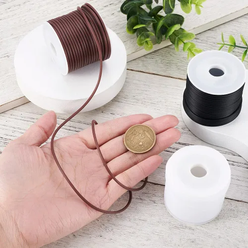 Miniatura 7 de PH PandaHall RCOR-CD0001-02-Yilisi - 3 rollos de cuerdas de peluquero para tejer de goma, para sujetar puntadas, tubo hueco de 0.07 pulgadas, 3