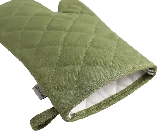 Miniatura 6 de Juego de 4 guantes para horno y soportes para ollas, resistentes al calor, 500 grados, extra gruesos, largos, de algodón, para cocina