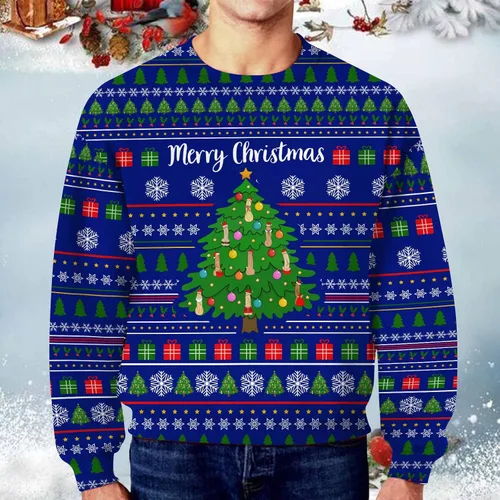 Miniatura 4 de Sudadera de invierno con estampado navideño para hombre, suéter colorido, suéter feo de Navidad, suéteres ligeros para hombres