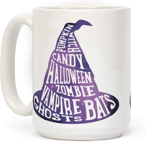 Miniatura 122 de LookHUMAN Taza de Café de Halloween – Halloween Is Meowgical Tazas, Taza de Café Espeluznante Idea de Regalos de Taza, 15 Onzas 10-Blanco