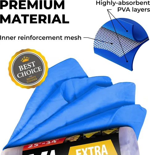 Miniatura 7 de Toalla de gamuza XL prémium para automóvil, (34 x 25 pulgadas), tela de gamuza súper absorbente, sin manchas y arañazos, toallas reutilizables