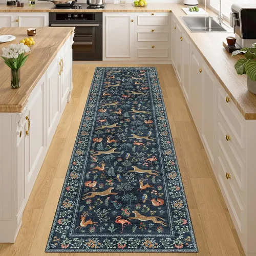 Miniatura 218 de DUKINO Alfombra de área de 6 x 9 pies, alfombra floral para sala de estar, ligera, antideslizante, lavable, alfombra de interior de pelo bajo
