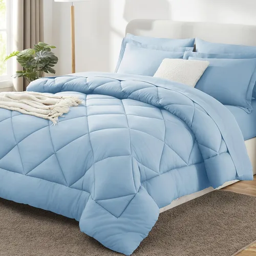 Miniatura 50 de CozyLux - Juego de edredón en una bolsa, para dormitorio universitario, todas las estaciones, edredón, sábanas y fundas para almohada y decorativas