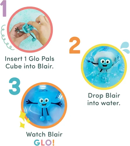 Miniatura 5 de Juguete de baño activado por agua Glo Pals con 6 cubos luminosos reutilizables para juegos sensoriales (Blair)