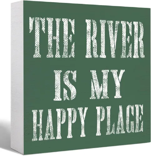 Miniatura 19 de Letrero de madera con texto en inglés "Lake Every Hour is Happy Hour", decoración de escritorio para el hogar, dormitorio, oficina, escritorio