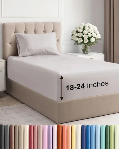 Miniatura 88 de Sábanas King divididas con bolsillos extra profundos, sábanas transpirables y refrescantes de 5 piezas, sábanas de lujo para hotel, suaves, sin 22