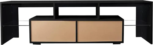Miniatura 9 de Holaki Moderno soporte de TV LED de alto brillo con 20 luces de color, consola multimedia para TV de hasta 70 pulgadas, color negro