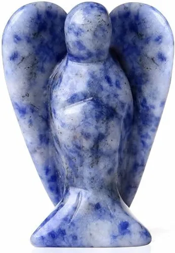 Miniatura 10 de YATOJUZI Estatua de ángel de obsidiana negra de 5 cm decorativa con cristales curativos de Reiki, piedra natural pulida tallada a mano, figuritas