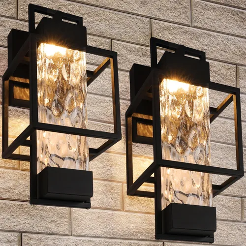 PARTPHONER Luminarias Modernas para Exteriores con Sensor de Anochecer a Amanecer, Paquete de 2, Aplique de Pared Exterior de 15" Impermeable para