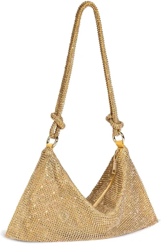 SWEETV Sparkly Rhinestone Purse for Women Silver Clutch Purse Small Glitter Handbags for Weddings, Prom,and Parties