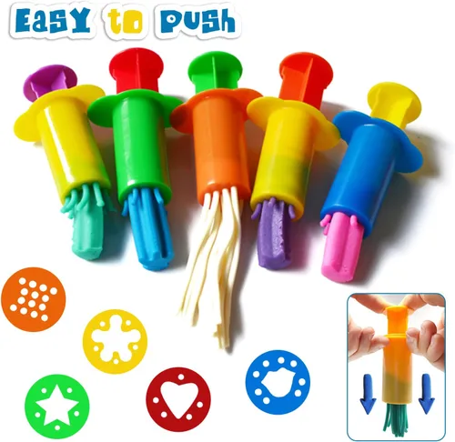 Miniatura 3 de Juego de extrusoras de masa de diseños surtidos – Juego de 10 – Colores surtidos
