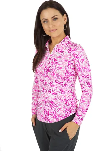 IBKUL Athleisure Wear - Polo de manga larga con protección solar UPF 50+ Icefil Cooling Tech Kinsley Print de longitud ajustable - 48485