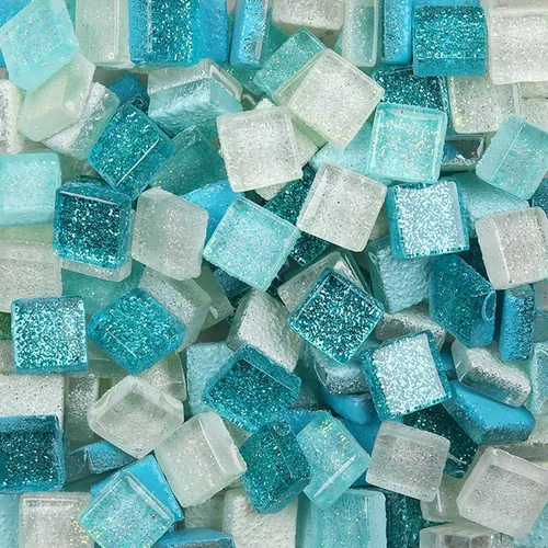 Miniatura 13 de Azulejos de mosaico de vidrio para manualidades, piezas de mosaico de forma cuadrada para suministros de manualidades