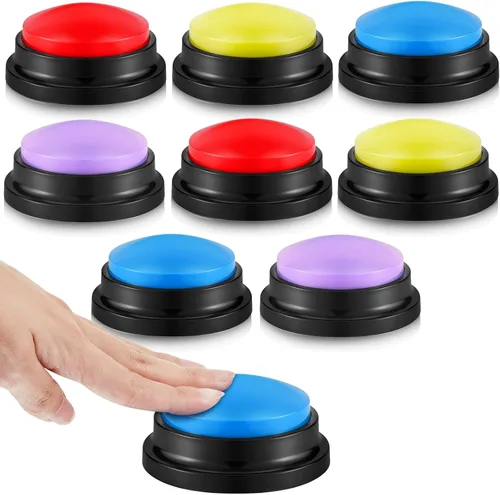 Honoson 8 Piezas de Botones de Respuesta Grabables para Juegos de Trivia, Botones de Timbre de Grabación, Regalos para Regreso a Clases, Equipo de