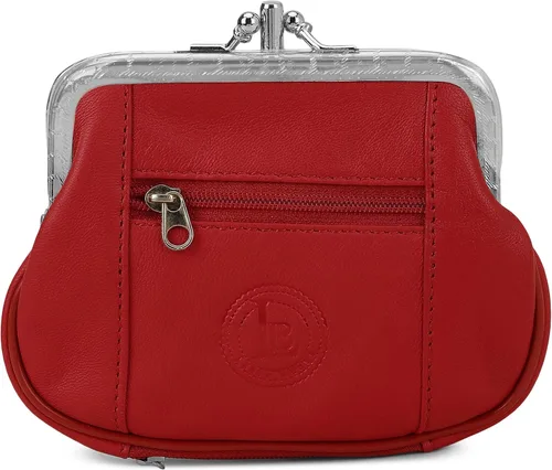 Miniatura 10 de Leatherboss - Cartera de piel auténtica con doble marco y bolsillo con cremallera