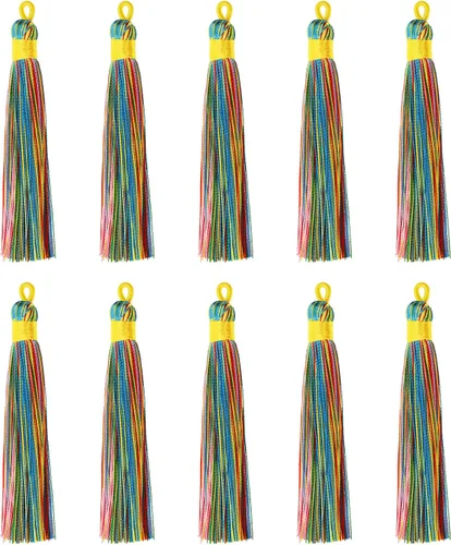 Miniatura 12 de Tupalizy 10 borlas suaves y sedosas hechas a mano con lazo para colgar marcapáginas, llaveros, aretes, pulseras, fabricación de joyas, recuerdo