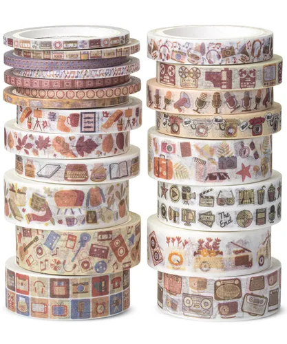 Miniatura 22 de Mr. Pen - Juego de cintas Washi de cuadrícula, 7 rollos, 0.6 pulgadas, cinta washi para diario, cinta decorativa, cinta de diario, cinta