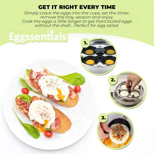 Miniatura 4 de Escalfador de Huevos - Eggssentials Sartén para Huevos Escalfados, Sartén de Acero Inoxidable para Huevos Escalfados, Cocinador de Huevos Escalfados