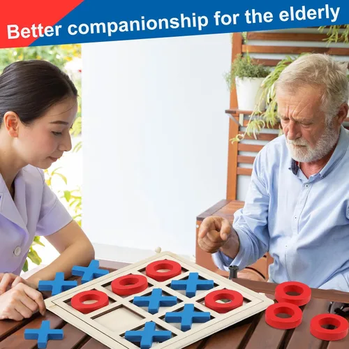 Miniatura 8 de Seenelling Juego de madera jumbo de Tic Tac Toe Actividades de demencia para personas mayores con Alzheimers con plantillas de rompecabezas y juego
