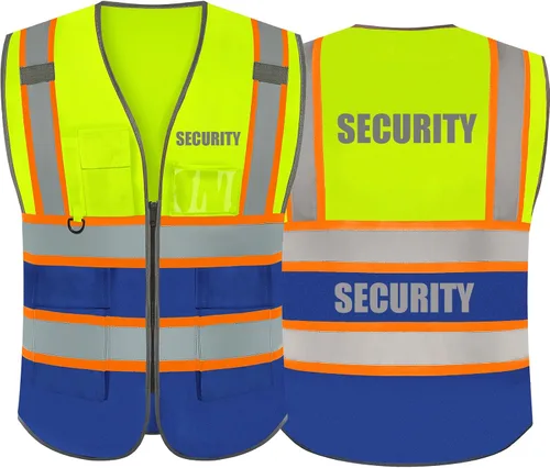 Miniatura 35 de BeautyWill Chalecos de seguridad de alta visibilidad clase 2 con certificación ANSI Chaleco de trabajo de seguridad con cremallera frontal
