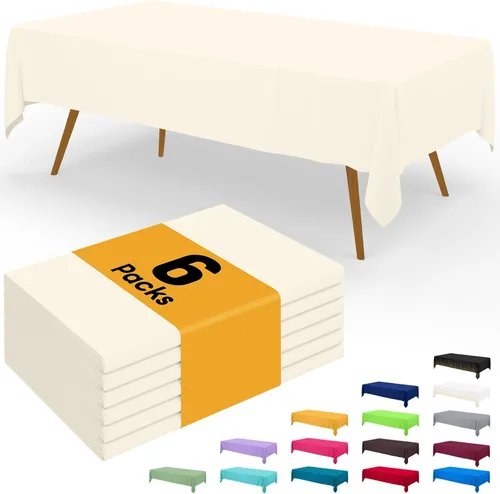 Miniatura 87 de Smiry - Juego de 6 manteles desechables, 54 x 78 pulgadas, manteles impermeables rectangulares para fiestas, cubierta de mesa de plástico