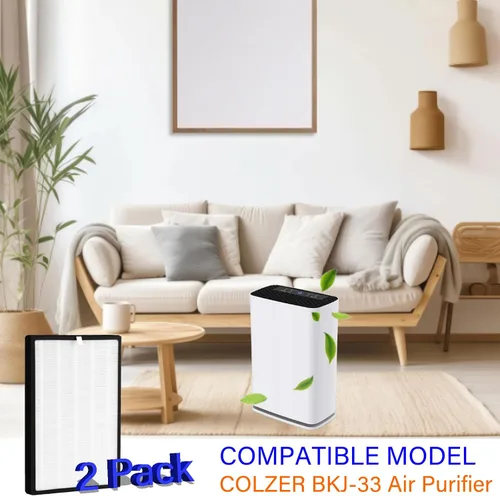 Miniatura 2 de Paquete de 2 filtros de repuesto BKJ-33 para COLZER BKJ-33, 3 en 1, H13 True Hepa con carbón activado de alta eficiencia y prefiltro
